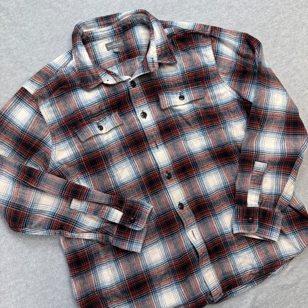 LL Bean Shirt Mens 2XL Slim Fit Signature Chamois Cloth Flannel Button‎ Up READ